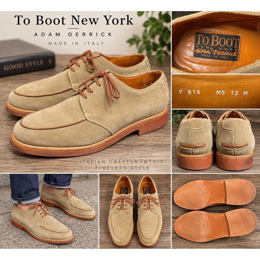 To Boot New York Adam Derrick Mens 12 M Suede Moc Toe Derby Shoes Italy F815